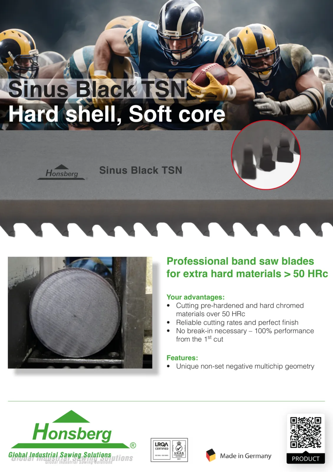 Sinus Black TSN - cutting hardened steels between 50 - 70 HRc
