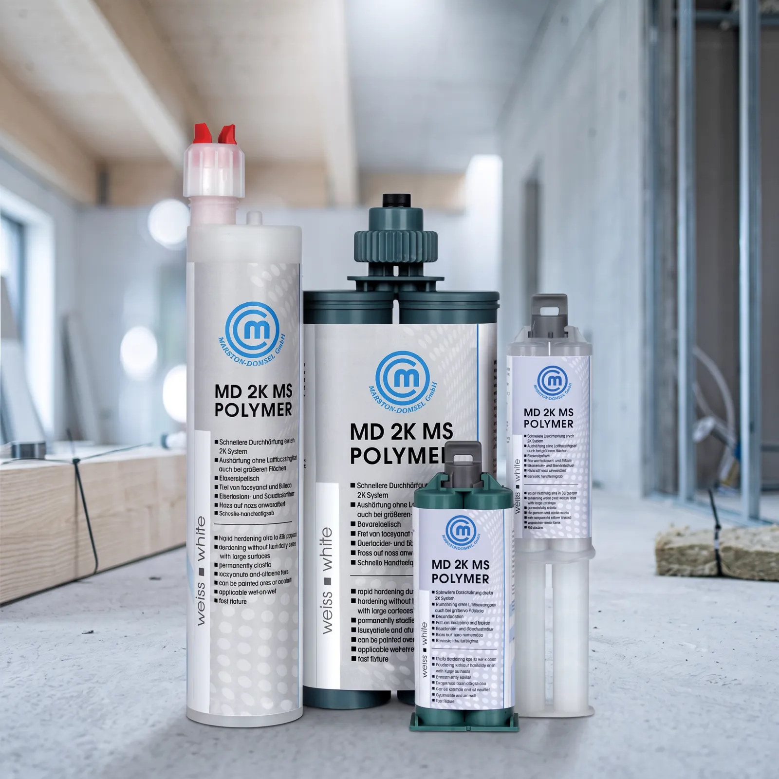 MD MS 2K Polymer by Marston-Domsel is an elastic 2K adhesive and sealant. Thanks to moisture-independent curing, it sets extremely fast, bridges wide gaps, and bonds without primer to metal or plastic – ideal for vehicle construction. MD MS 2K Polymer by Marston-Domsel is an elastic 2K adhesive and sealant. Thanks to moisture-independent curing, it sets extremely fast, bridges wide gaps, and bonds without primer to metal or plastic – ideal for vehicle construction.