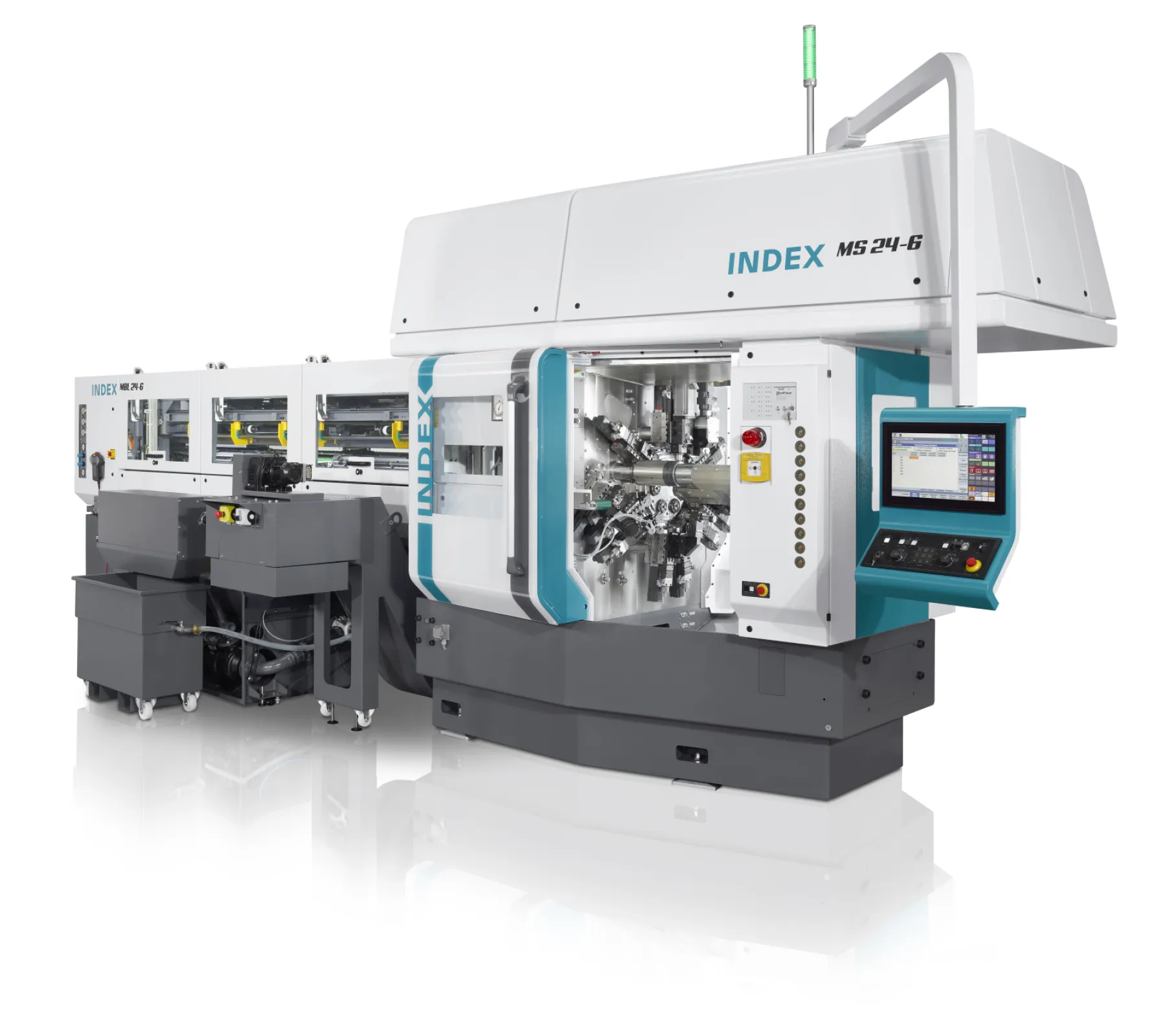INDEX MS24-6 Front open multi spindle machine for bar turned parts Precision, speed and flexibility