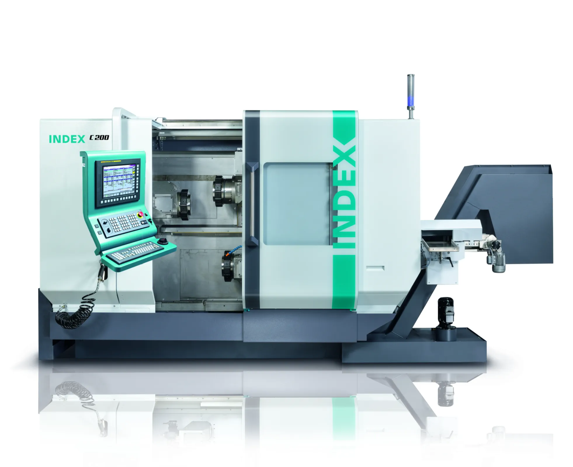 Production turning machine for highly productive bar machining The INDEX C200 – a turning machine for complex workpieces