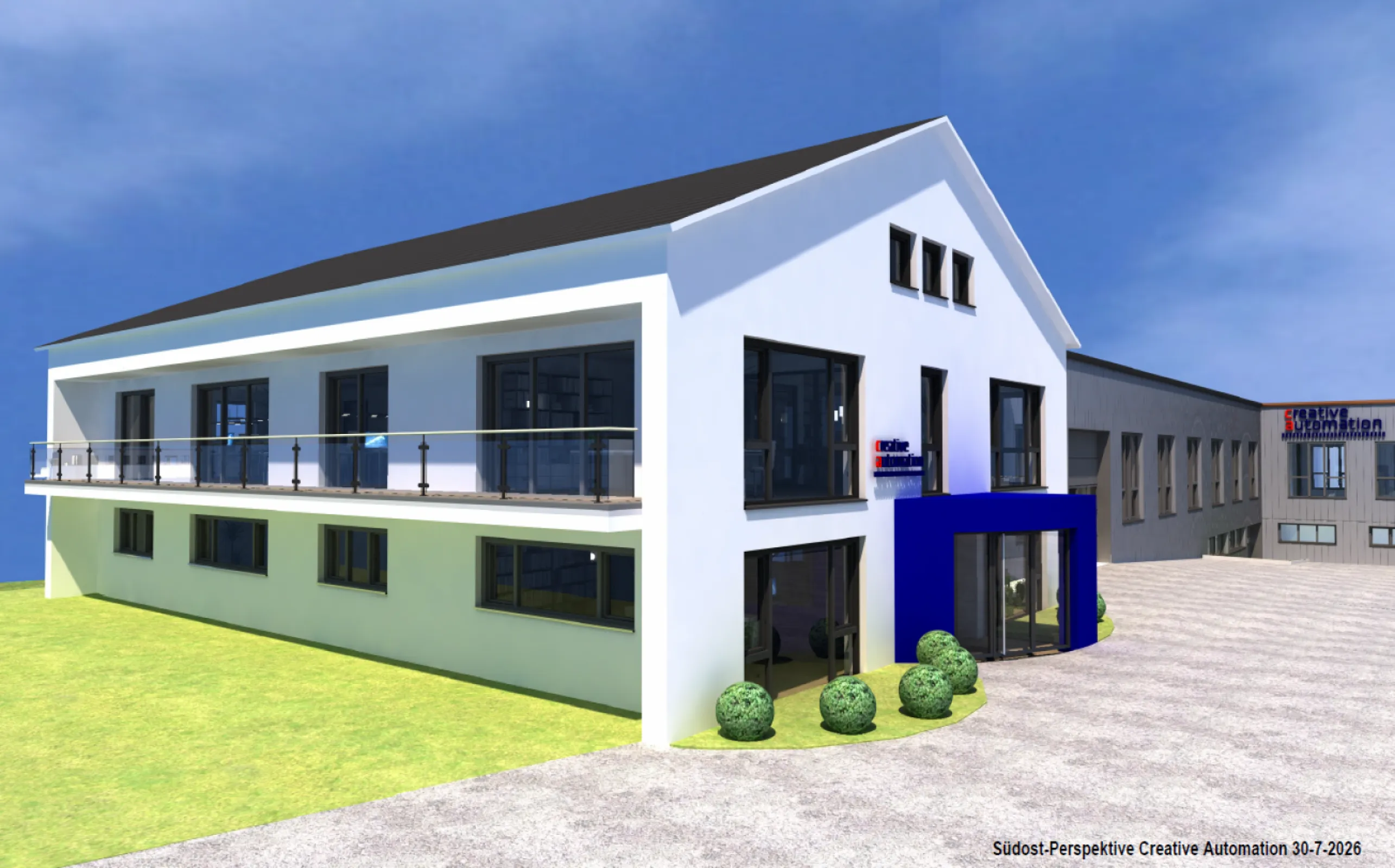 Modern company facility with engineering, manufacturing, and assembly areas, designed for efficient workflows and innovative automation solutions.