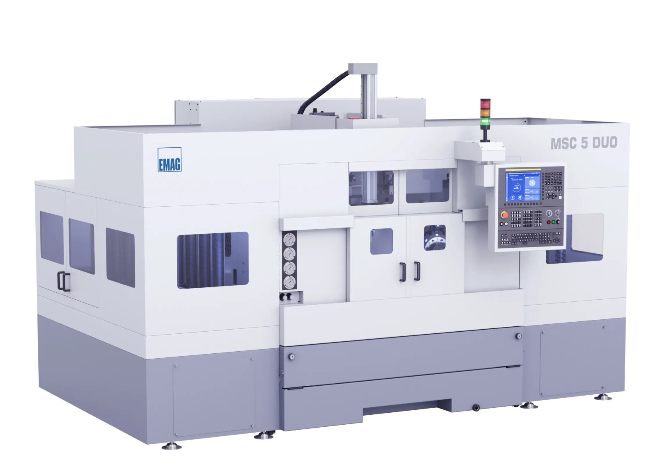 The MSC 5 DUO from EMAG is characterized by its compact design and an integrated stacker system that enables autonomous and unmanned production.
