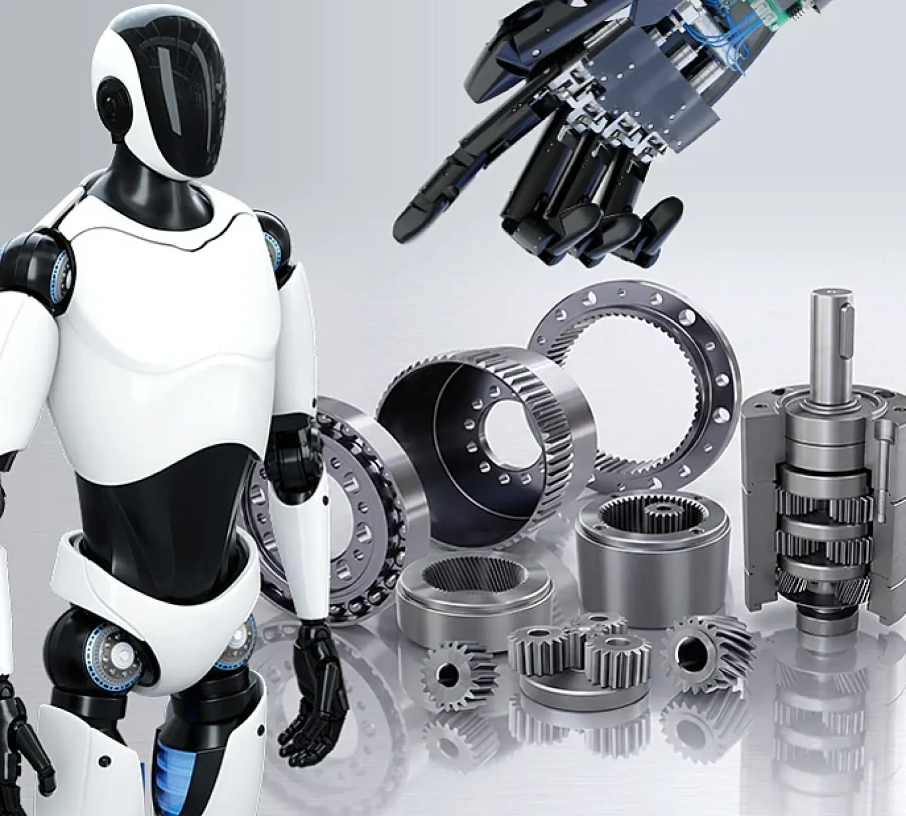 EMAG manufactures key gear components for humanoid robots: circular splines, flex splines, wave generators, and planetary gears.