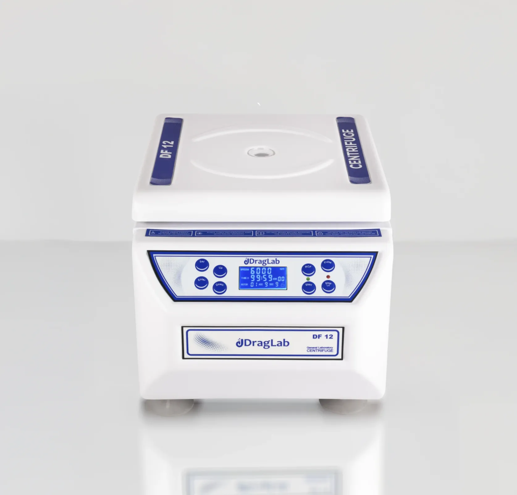 DragLab benchtop centrifuge with digital controls for routine laboratory sample separation.