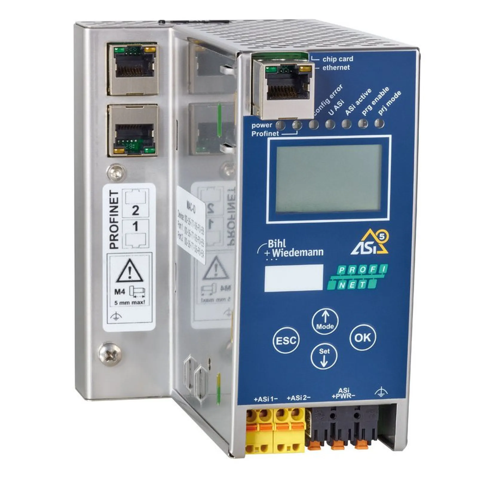 ASi-5/ASi-3 PROFINET Gateway in stainless steel, 2 ASi-5/ASi-3 masters