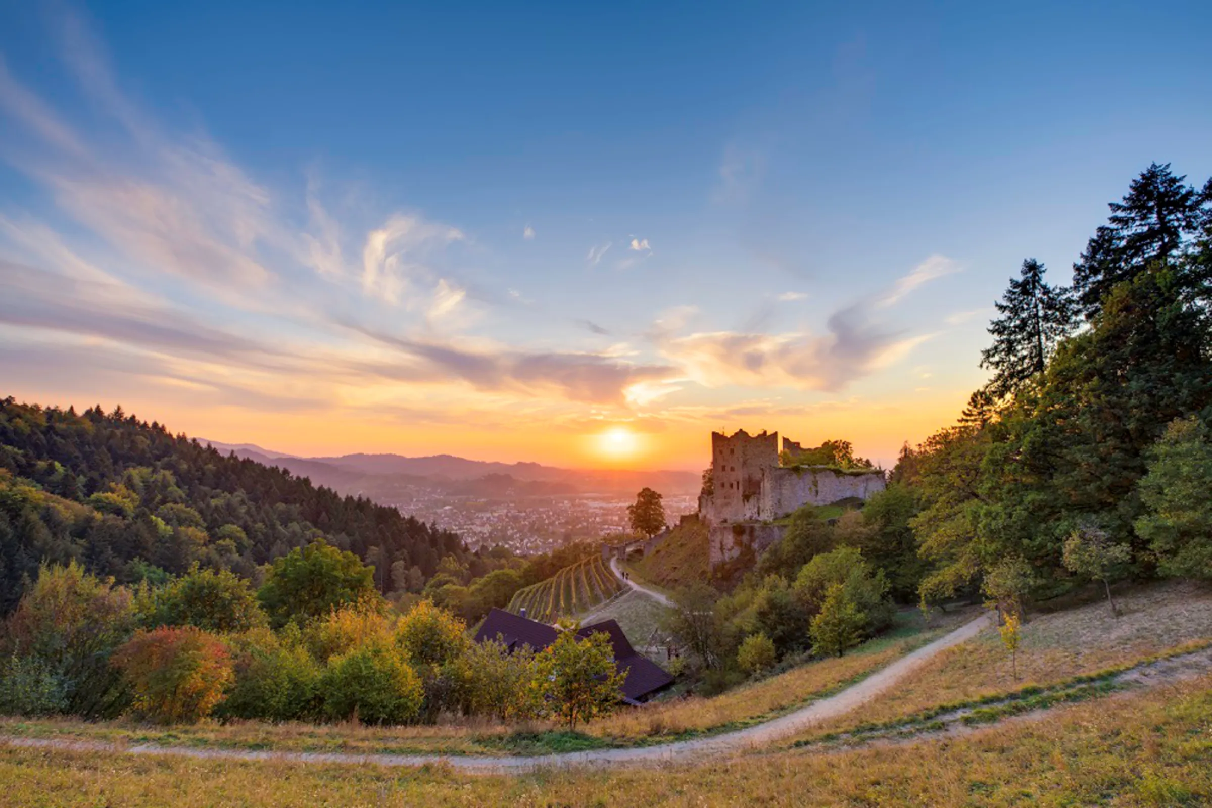 Oberkirch in the Rench Valley, with a view of Schauenburg Castle