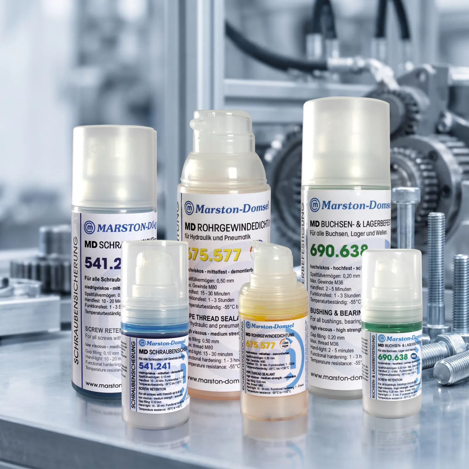 Advantages of anaerobic adhesives in a pump dispenser:  Precise application, one-handed operation, clean application without dripping, Excellent emptying of residual product, long shelf life, 360° application