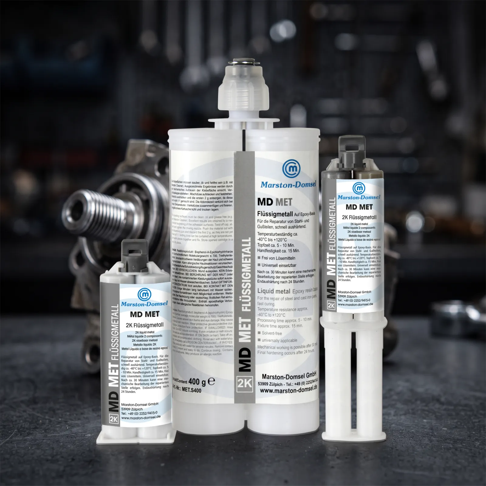 Marston-Domsel MET –  two-component, epoxy resin-based liquid metal for quick repairs