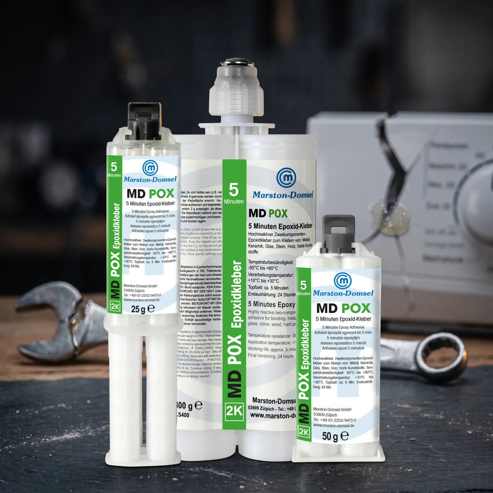 Marston-Domsel POX - highly reactive two-component epoxy resin adhesive for extremely strong bonds in a wide range of applications.