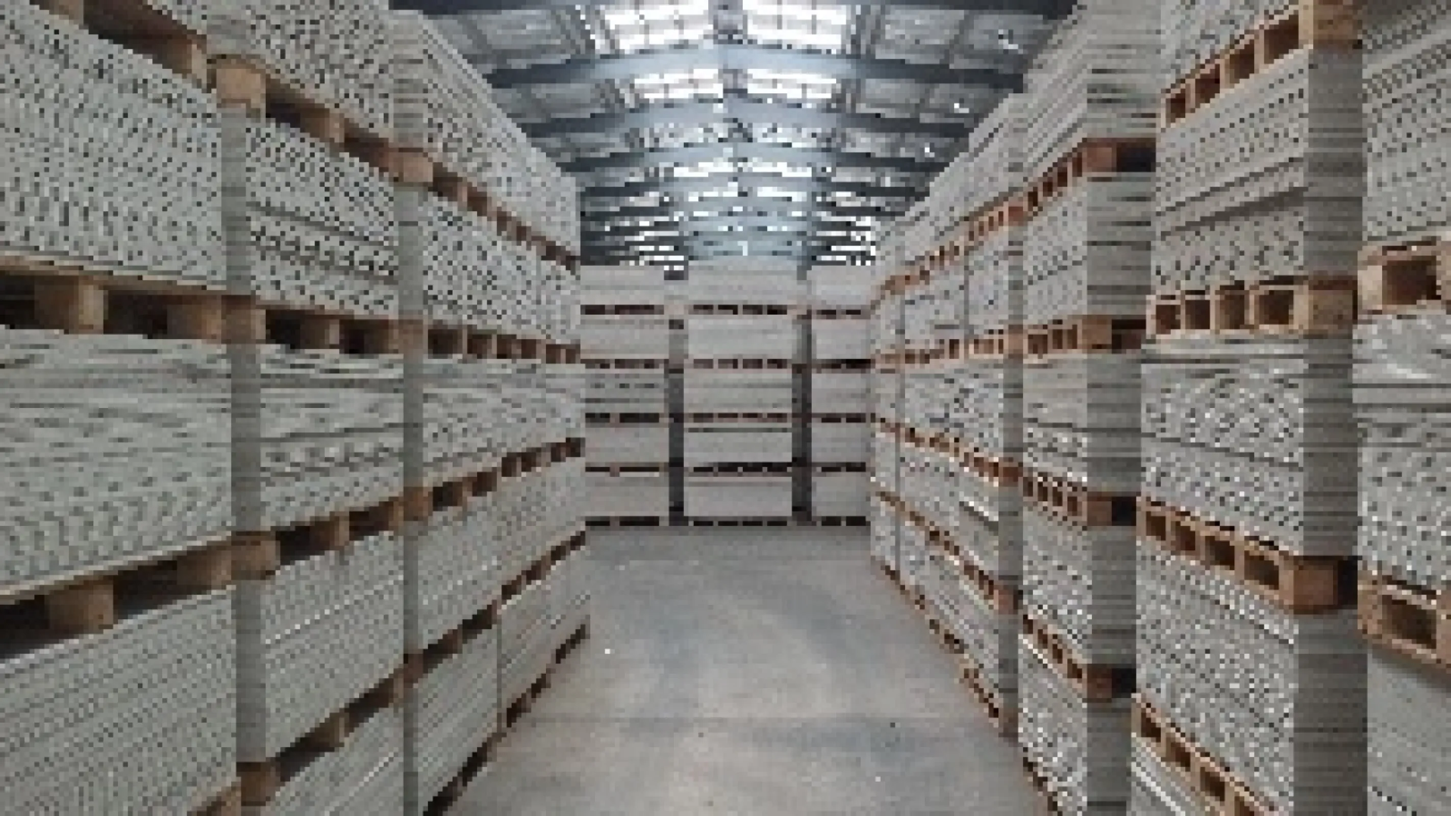 High quality fibre cement sheets in the finished product warehouse