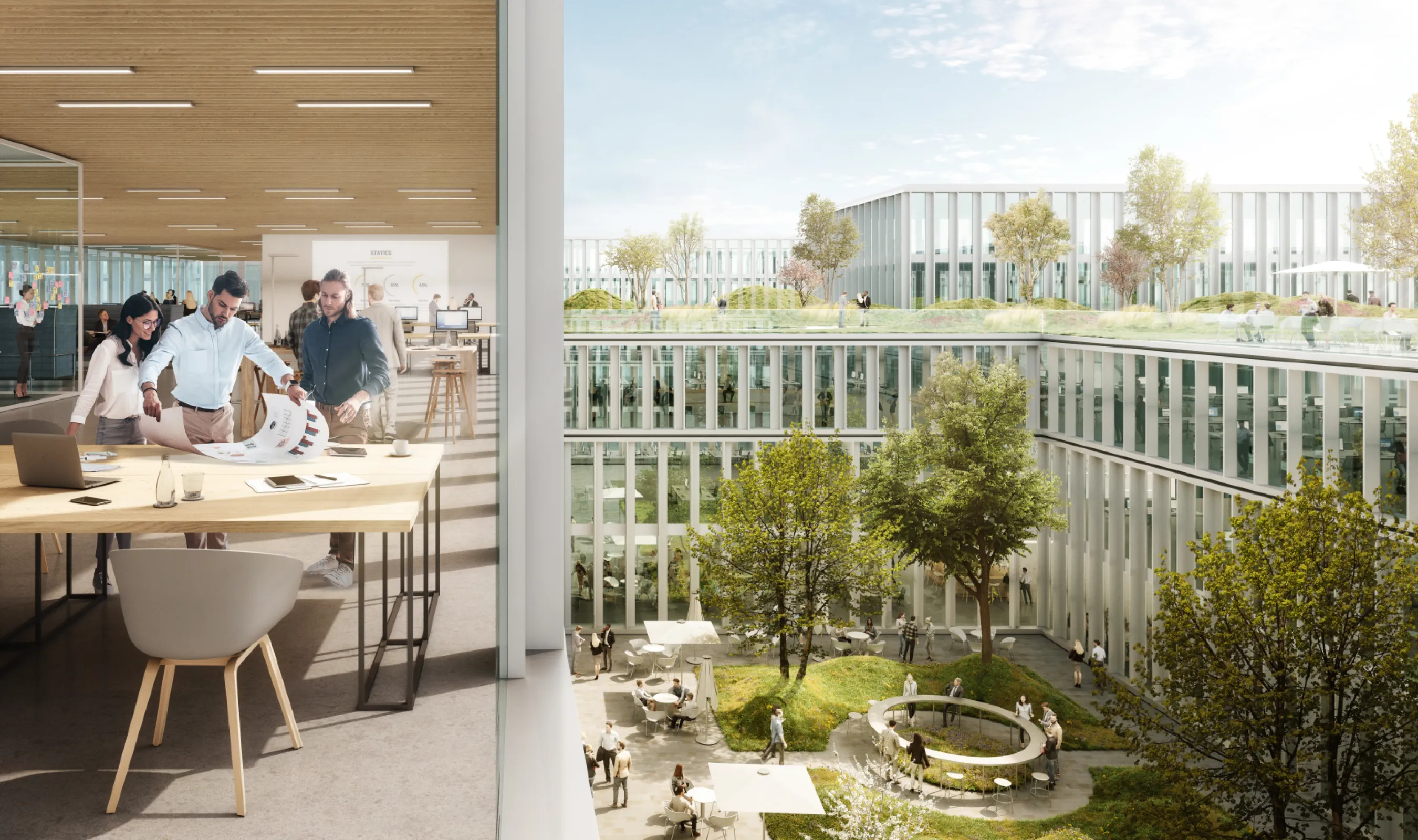 Square 1 Office campus, atrium