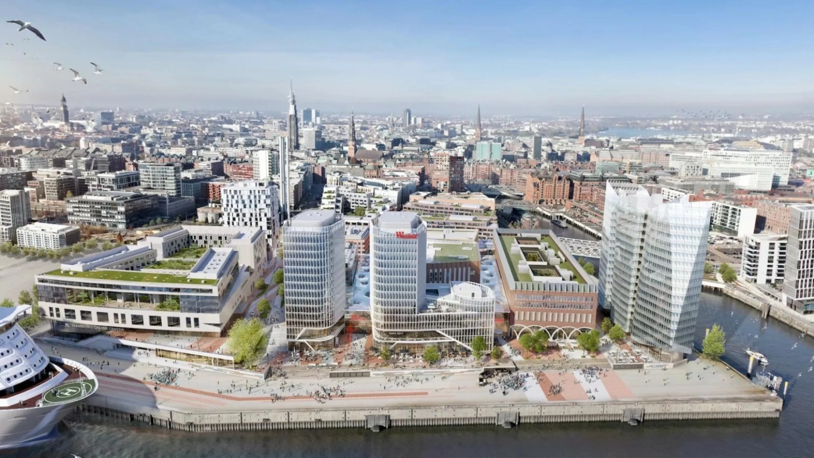 Vizualisation of Überseequartier in Hamburg, Germany ©Moka-Studio/Unibail-Rodamco-Westfield