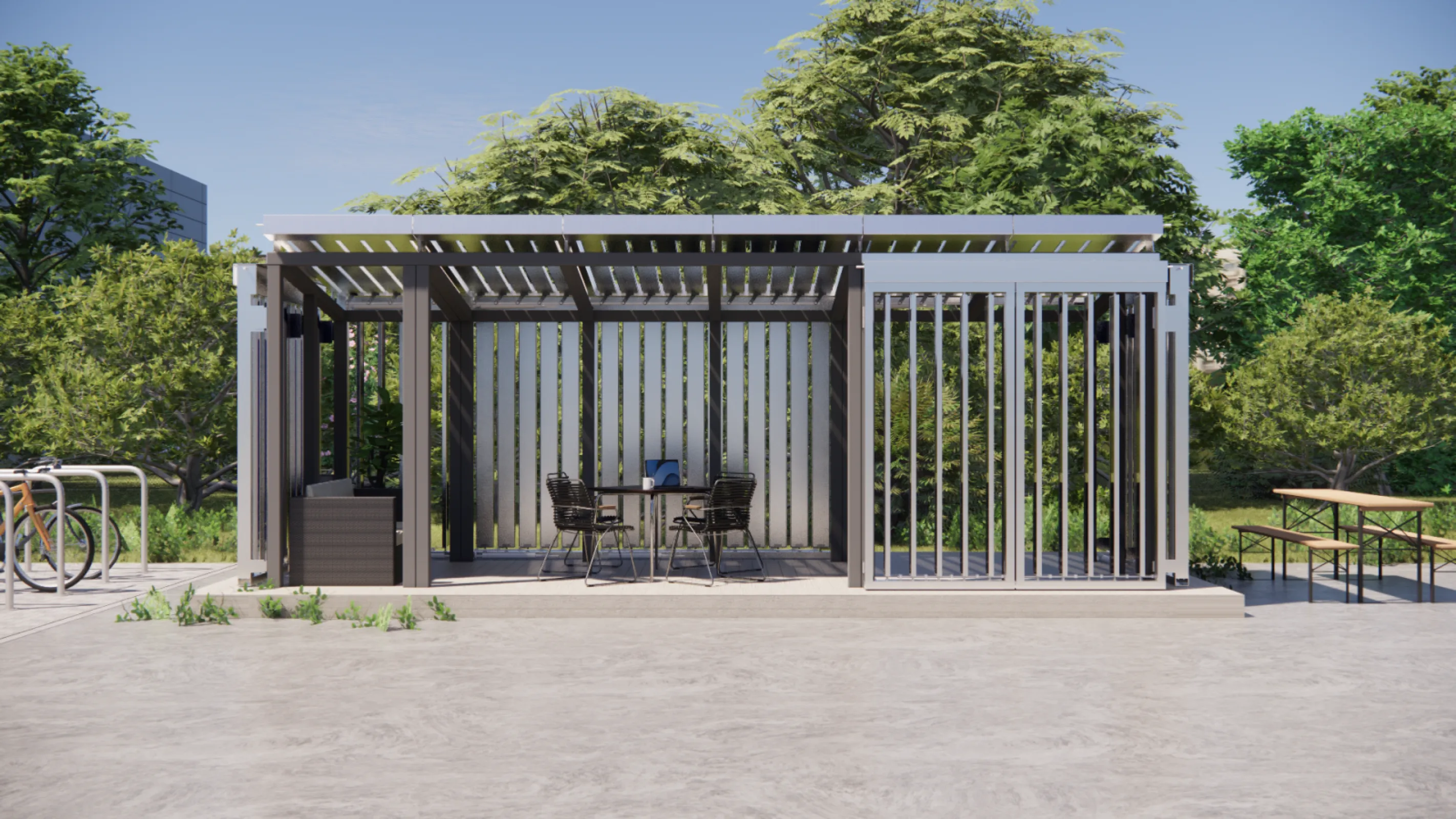 DESTINI - Visualization | The public funded research project DESTINI aims on the development of solar thermal modules with large heatpipe integrated louvres.  | © Priedemann
